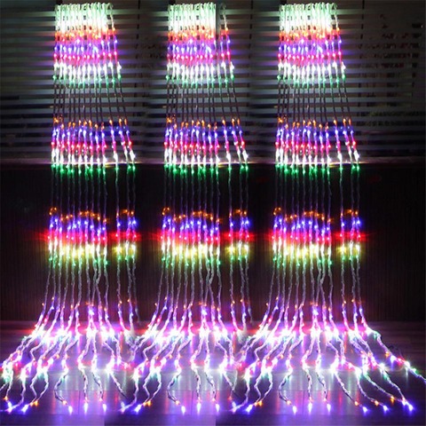 Outdoor Christmas LED Waterfall Meteor Shower Rain String Light 3*3M 320 led Wedding Curtain Icicle Fairy Garland Garden String ► Photo 1/6