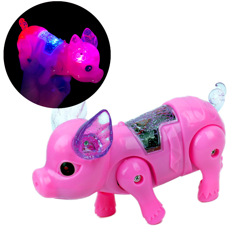 Electric Music Walking Cute Pig Toys Led Light Glow Electronic Pets Lantern Toys 
