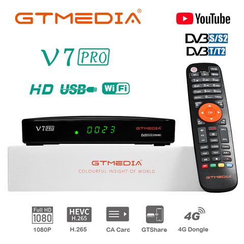 GTmedia V7 Plus DVB T2 Digital TV box Terrestrial Receiver DVB-T2 DVB S/S2 MPEG-2/-4 H.265 HDMI Set Top Box For RUSSIA/Europe ► Photo 1/6