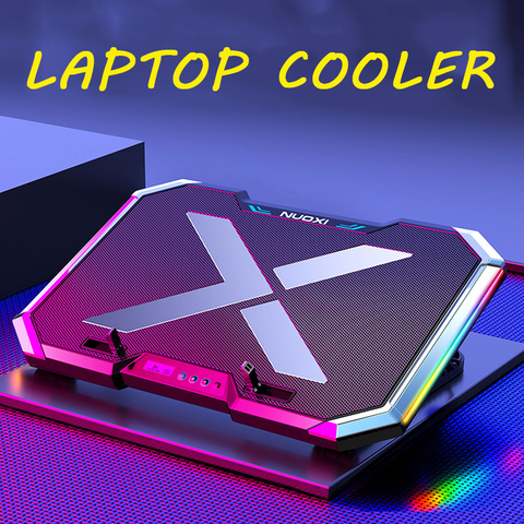 NUOXI Gaming Laptop Cooler Six Fan Led Screen Two USB Port RGB Lighting Laptop Cooling Pad Notebook Stand for Laptop 12-17 inch ► Photo 1/6