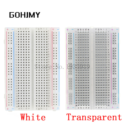 Mini bread board/breadboard 8.5cm x 5.5cm 400 holes Transparent/White DIY Electronic experimental Universal PCB GOHJMY ► Photo 1/3