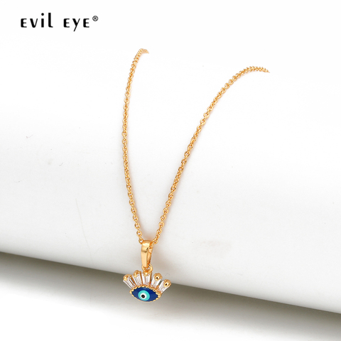 EVIL EYE Dropping Oil Pendant Necklace Gold Color Copper Chain Blue Turkish Eye Charm Necklace Jewelry for Women Female EY6547 ► Photo 1/6