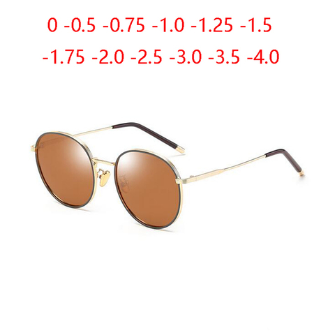 Retro Oval Tea Lens Nearsighted Sunglasses Women Polarized Alloy Prescription Sunglasses Female 0 -0.5 -0.75 -1.0 -1.25 To -4.0 ► Photo 1/6