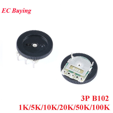 10pcs 1K/5K/10K/20K/50K/100K B102 Gear Dial Potentiometer Single Potentiometers 3pin for Radio MP3/MP4 Volume Adjustment Switch ► Photo 1/1