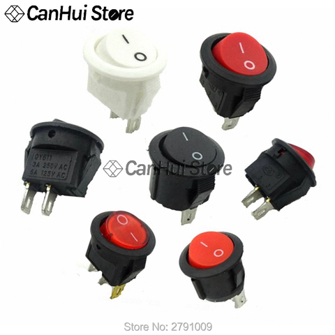 10PCS 15MM 16MM Diameter 2PIN RED White Black MINI ROUND Push Button rocker Switch ON/OFF power switches 3A/250V 6A/125V ► Photo 1/6