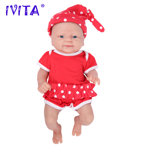 IVITA WG1512 36cm 1.65kg Full body silicone bebe reborn doll with 3 colors eye realistic girl baby toy for children with clothes ► Photo 1/6