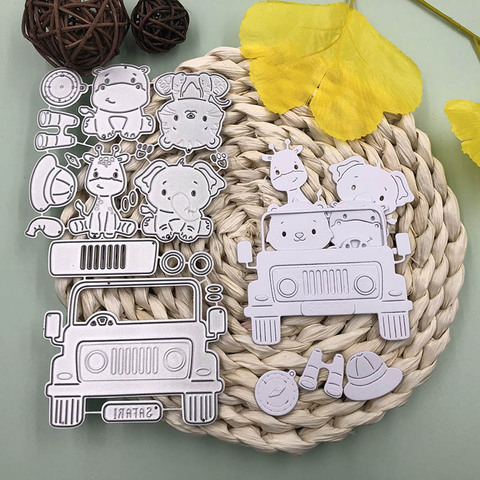 Bunnymoon Cute Animals on the Car Metal Cutting Dies For Scrapbooking DIY Cards Stencil Paper Craft Handmade Album ► Photo 1/1