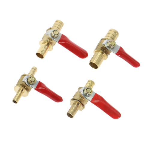 red handle Valve 6mm-12mm Hose Barb Inline Brass Water Oil Air Gas Fuel Line Shutoff Ball Valve Pipe Fittings ► Photo 1/6