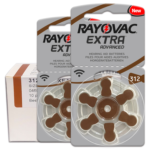 60 PCS/1 box Hearing Aid Batteries RAYOVAC EXTRA-A312/312/PR41 Zinc Air batterie 1.45V Size 312 Diameter 7.9mm Thickness 3.6mm ► Photo 1/6