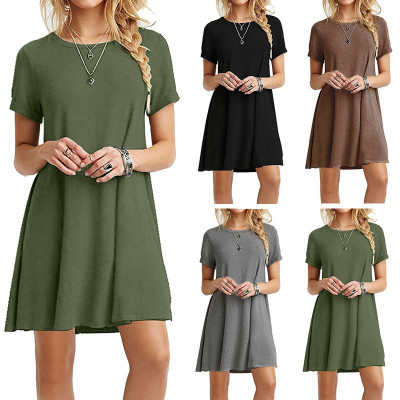 2022 Spring Summer Casual Dress Women Solid Color Mini Dress Elegant Party Night Streetwear Dress Simple Lady Dress O-Neck ► Photo 1/6