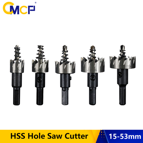 CMCP HSS Hole Saw Cutter 15-53mm Carbide Tip Core Drill Bit Metal Hole Cutter Drilling Alloy Hole Saw Set ► Photo 1/6