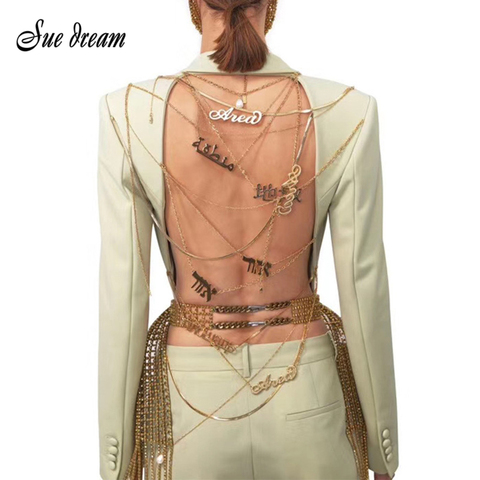 2022 Autumn New Women'S Fashion Sexy Backless Metal Text Chain Light Green Sexy Long Sleeve V-Neck Single Button Club Party Coat ► Photo 1/6