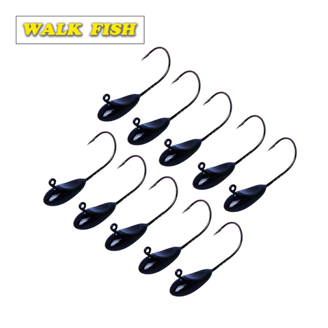 Walk Fish 10Pcs/Lot Exposed Lead Jig Head Hooks Fishing Bait Soft Worm Soft Bait Metal Jig Sharp Jig Hook Mustad Hook 3 Colors ► Photo 1/4
