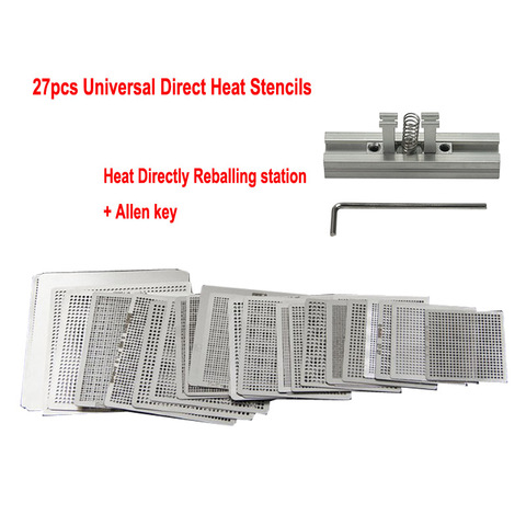 27pcs Universal Direct Heating BGA Stencil with Holder Template Holder Heated Fixture reball Jig for SMT SMD chips reballing ► Photo 1/6