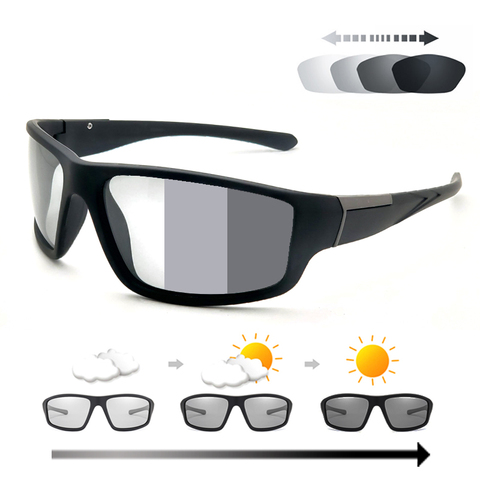 Men Photochromic Sunglasses Matte Black Sports Goggles Women Color Changing Polarized Bicycle Riding 2022 Sun Glasses ► Photo 1/6