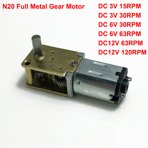 DC3V/6V/12V Mini Micro N20 Worm Gear Motor Full Metal Gearbox 15rpm 30rpm 63rpm 120rpm Slow Speed Large Torque Gearwheel ► Photo 1/3