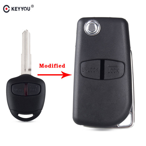 KEYYOU Original/Modified Flip Remote Key Shell Case For Mitsubishi New ASX GRANDIS Outlander LANCER 2/3 Buttoons Right/leftBlade ► Photo 1/6