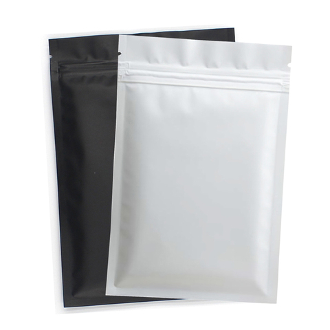 50pcs Matte Black White Heat Sealable Plastic Flat Mouth Ziplock Packaging Bag Smell Proof Aluminum Foil Mylar Ziplock Bags ► Photo 1/6