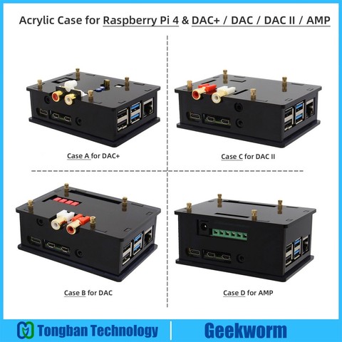 Geekworm Raspberry Pi 4 Acrylic Case for Raspberry Pi 4 Model B & DAC+/DAC/DAC II/AMP Audio Expansion Board ► Photo 1/6