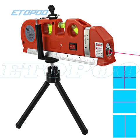 4 in 1 Accurate Multipurpose Laser Level Lever with tripod Cross Projects Horizontal Vertical Laser Light Beam Measure Tape ► Photo 1/6