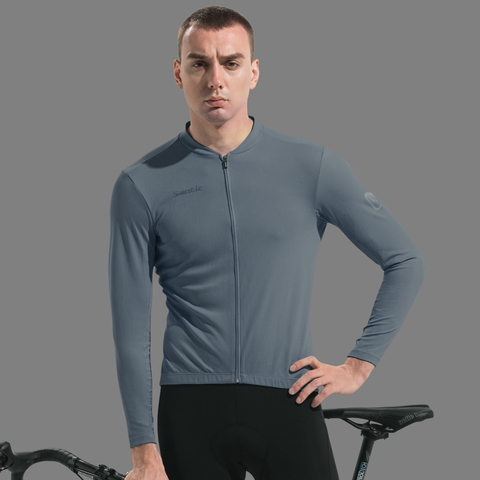 Santic Men Cycling Jersey Long Sleeves Fit Comfortable Sun-protective Road Bike Tops MTB  Jerseys Asian SizeK20M3178 ► Photo 1/6