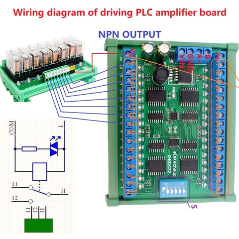 DC 12V 24V 32-Channels DIN35 C45 Rail Box RS485 Modbus RTU ULN2803A Darlington Transistor Controller PLC IO expansion Board ► Photo 1/6