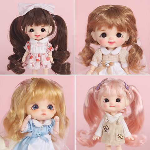 1/8 Bjd SD  Doll Wig Soft mohair wig /High Temperature Wire Bangs Horsetail  Long Wavy For BJD ob11 Golden pink Doll special wig ► Photo 1/6