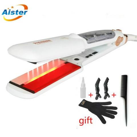 Professional Steam Hair Straightener Ceramic Vapor Infrared Heating Flat Iron Steampod Salon 2 inch big size straighter Iron ► Photo 1/6