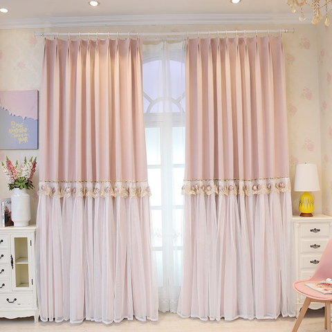 Curtain 2022 New Full Blackout Bedroom Heat Insulation Sunscreen Simple Modern Hook Little Girl Room Princess Style Curtains ► Photo 1/5