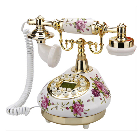 White Antique Telephone Corded Landline Home Phones Vintage Classic Ceramic Home Telephone Antique Home Office Art Shops Gift ► Photo 1/6