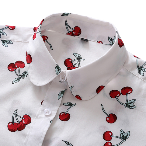 Women Shirts Long Sleeve Cotton Blouse Fashion Print Cherry Lips Flower Top Shirts For Women Autumn Under Shirt Ladies Office ► Photo 1/6