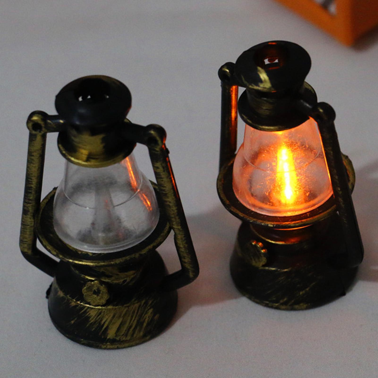 vintage style Dollhouse Mini Golden Kerosene Lamp 1:12 Toy Dollhouse Miniatures 