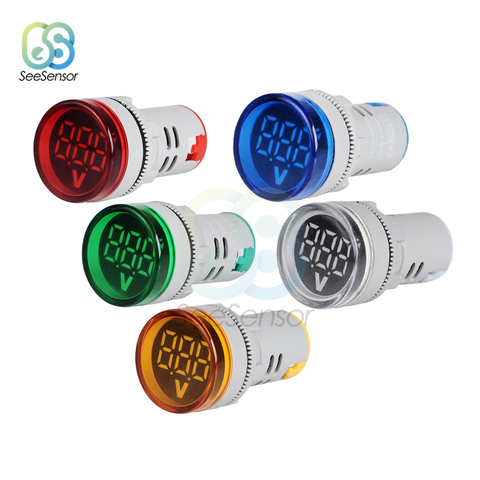 Mini Digital Voltmeter 22mm Round Panel DC 6-100V Volt Voltage Tester Meter Monitor Power LED Indicator Pilot Lamp Light Display ► Photo 1/6