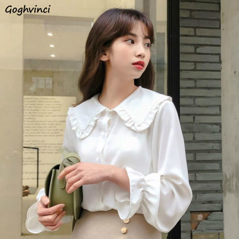 Shirts Women Solid Simple New Arrival Spring Korean Style Chic Trendy Casual Blouses Elegant Vintage Womens Streetwear All-match ► Photo 1/6