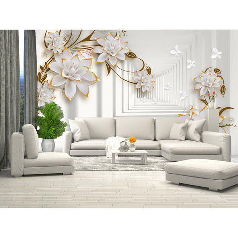 3D wall mural flowers, wallpaper for hall, kitchen, bedroom, murals expanding space ► Photo 1/3