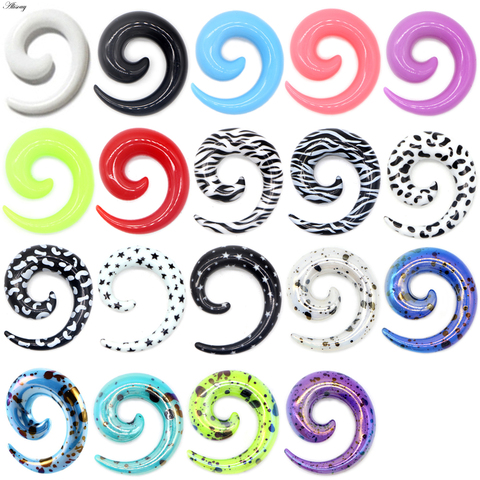 Alisouy 2pcs 1.2-20mm Acrylic Spiral Ear Gauges Fake Ear Tapers Stretching Plugs Tunnel Expanders Earlobe Body Piercing Jewelry ► Photo 1/6