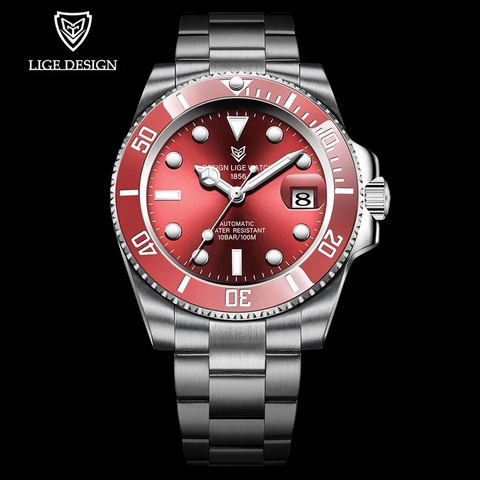2022 LIGE New Watch Men Automatic Mechanical Tourbillon Clock Fashion Sport Diving Watch 100ATM Waterproof Luminous Watches Mens ► Photo 1/6