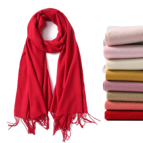 2022 luxury brand soild cashmere women scarf winter warm shawl and wraps bandana pashmina soft long female foulard thick blanket ► Photo 1/6