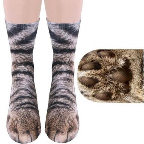 2022 Black friday Fashion Unisex Adults Kids Animal Feet 3D Printed Breathable Middle Tube Socks Christmas gift cat claws socks ► Photo 1/6