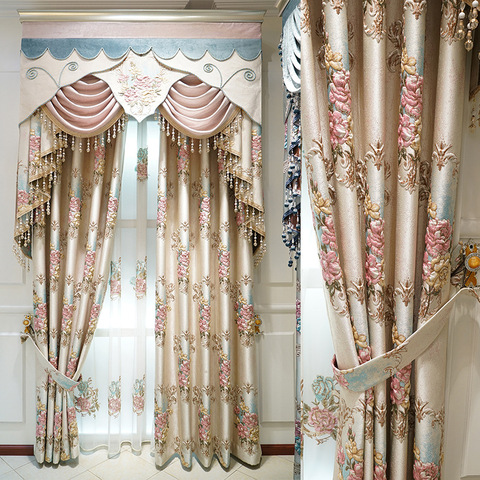 High Precision Curtains for Bedroom Villa Window Curtain for Living Room Embroidered Gauze Curtains 3D Floral Girl Curtains ► Photo 1/6