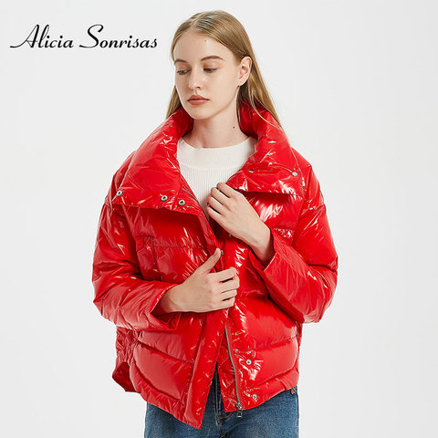 2022 Winter Women's Waterproof Coat  jacket Glossy Down Cotton large size Loose Winter Warm Thick Parka Women Jacket ► Photo 1/4