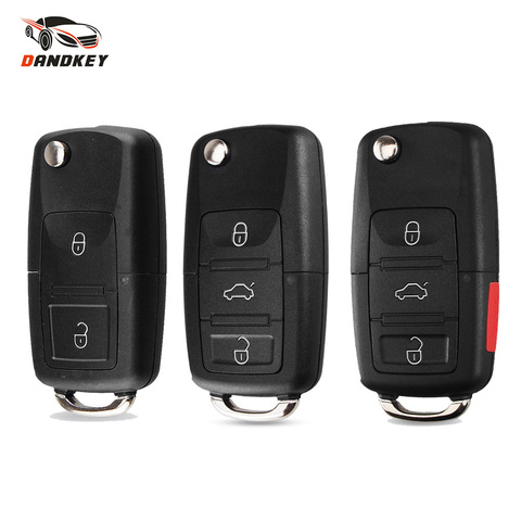 Dandkey 2/3/4 Button Remote Flip Folding Car Key Shell Replacement for VW Volkswagen MK4 Bora Golf 4 5 6 Passat Polo Bora Touran ► Photo 1/6