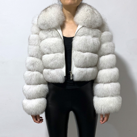 rf1982 Winter Woman's Fashion Short Style Slim Fit Zipper Real Fox Fur Jacket ► Photo 1/6