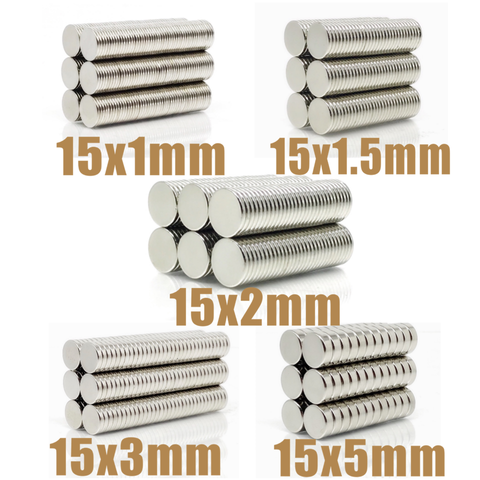 50Pcs N35 Round Magnet 15x1 15x1.5 15x2 15x3 15x5 Neodymium Magnet Permanent NdFeB Super Strong Powerful Magnets 15*1 15*2 15*3 ► Photo 1/6