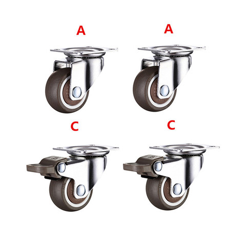 4pcs 1.5 inch TPE 8*20mm ultra quiet rubber wheel brake cabinet furniture casters brake wheel with screw ► Photo 1/6