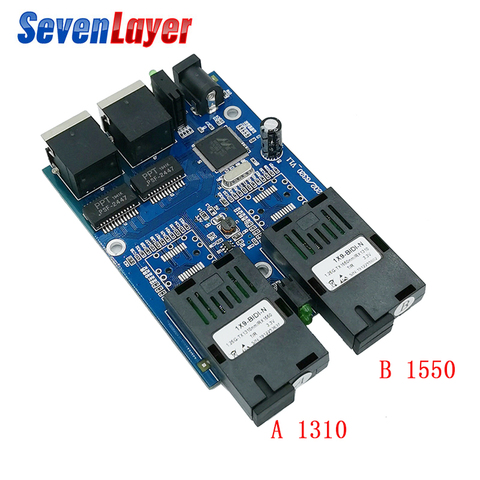 10/100/1000M Ethernet Fiber Optical  2 SC fiber Port  2 RJ45 Media Converter Gigabit Ethernet switch 2 RJ45 UTP Board PCB 1PCS ► Photo 1/6