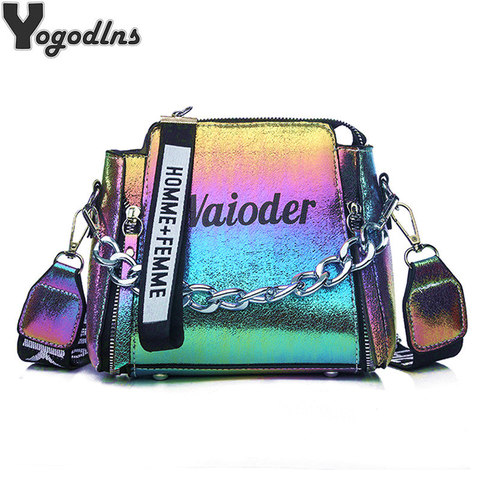 Laser Women Letter Shoulder Bag INS Popular Female Handbag Holiday PU Messenger Bags For Lady Design Exquisite Crossbody Bucket ► Photo 1/6