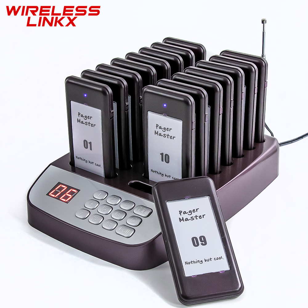 TD157 Restaurant Wireless Paging System Guest Queuing 16 Pager Clinic Food Truck 