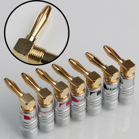 8/20Pcs 4mm L Type Banana Plug Nakamichi Right Angle Speaker Adapter Wire Cable Connector 24K Gold Plated For HiFi Musical Audio ► Photo 1/6