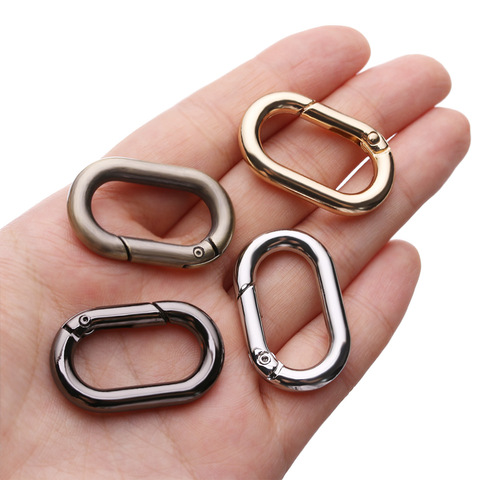 2Pcs Zinc Alloy Plated Gate Spring Oval Ring Buckles Clips Carabiner Purses Handbags Push Trigger Snap Hooks Sewing Supplies ► Photo 1/6